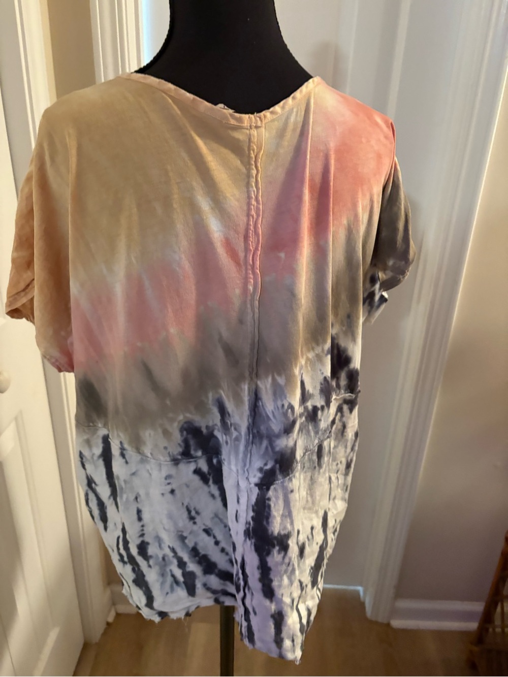 XCVI Short Sleeve Tie-Dye Tee in Pink, Tan & Black